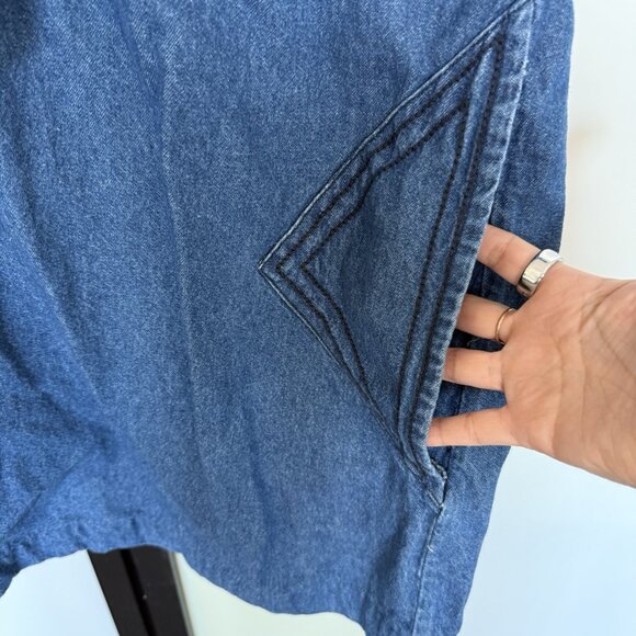 Calypso St Barth Size M Joudsa Denim Embroidered Shift Dress Blue Boho Western - Picture 3 of 10